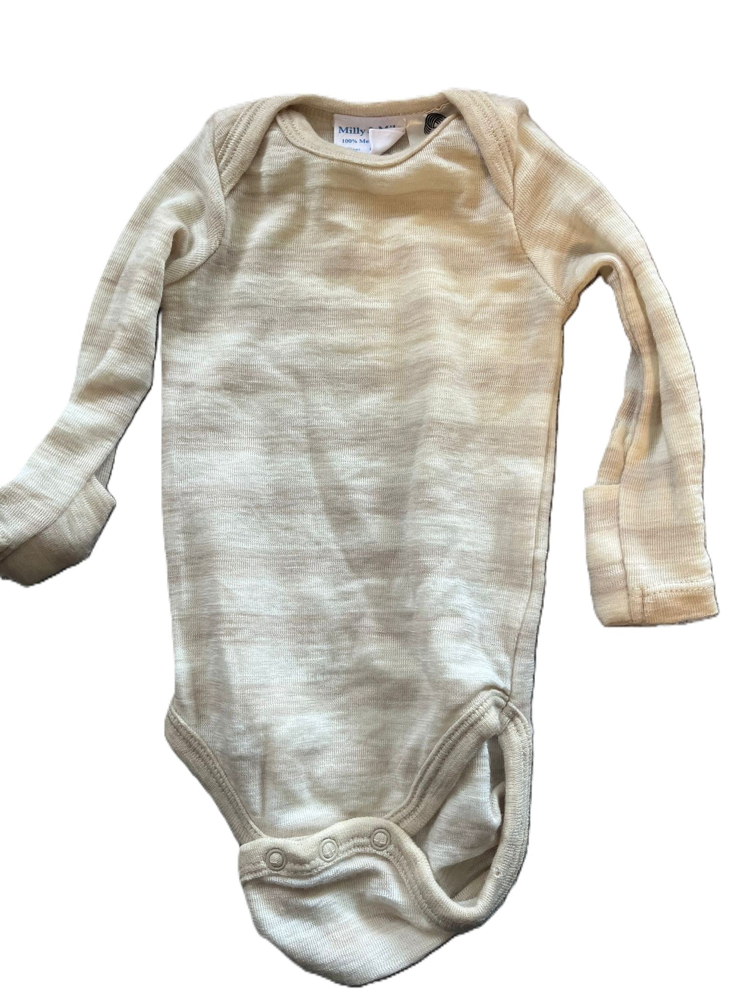 Milly & Milo Beige Striped Merino Onesie (0-3mon)