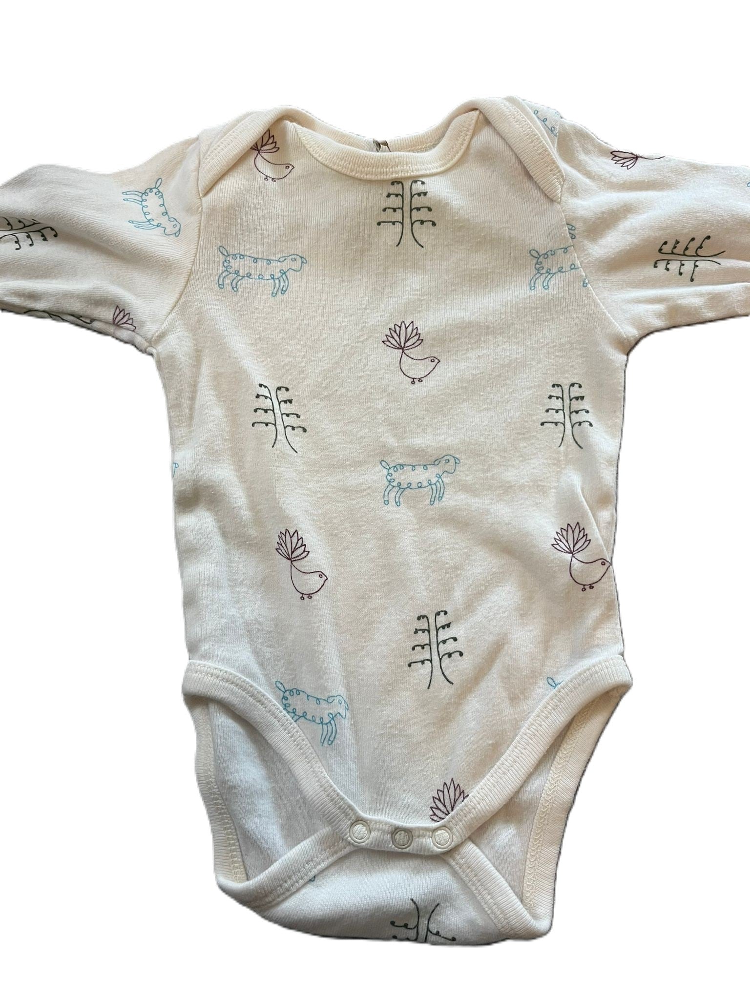 Nature Baby Long Sleeve Fantail Onesie (0-3mon)