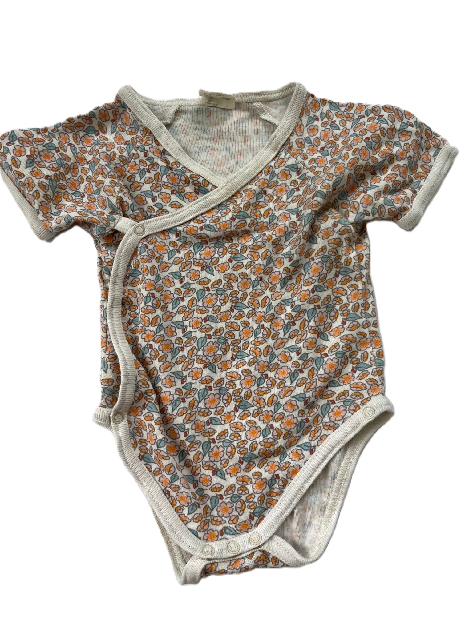 Nature Baby Colourful Leaf Kimono Onesie (0-3mon)