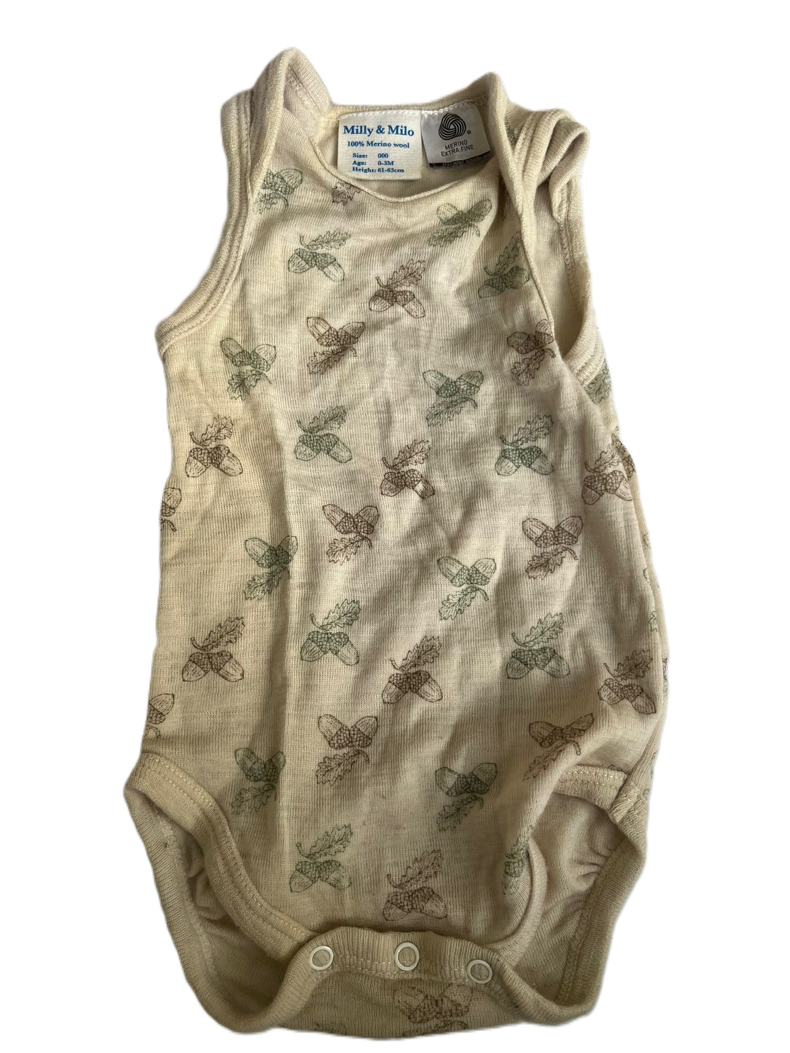 Milly&Milo Merino acorn Onesie (0-3mon)