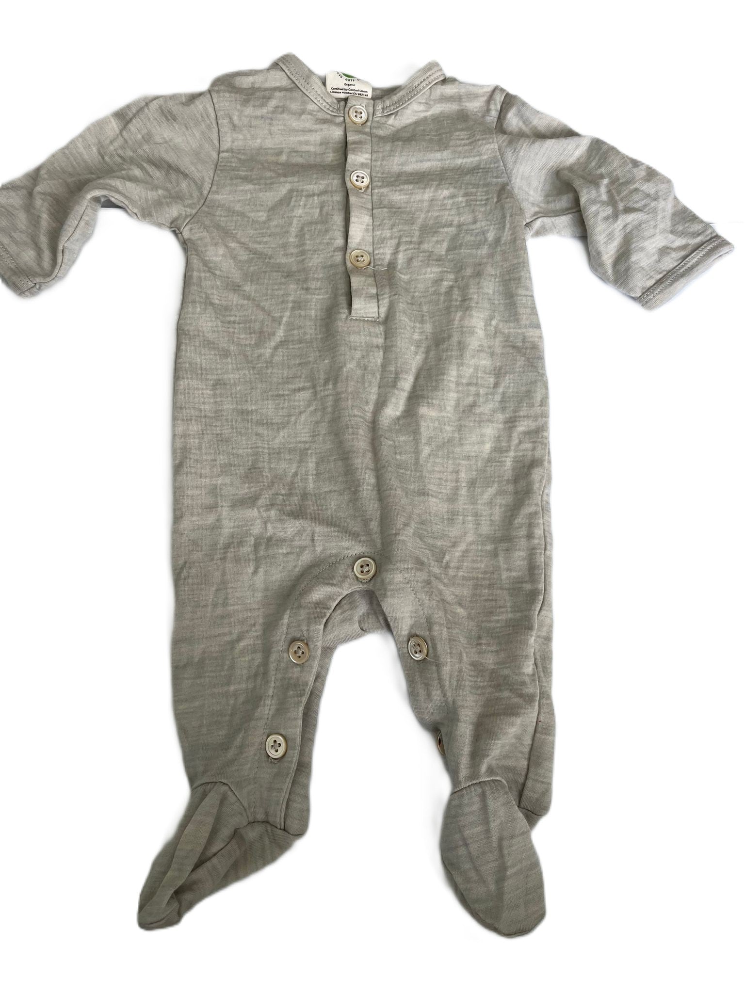 Nature Baby Merino light grey sleepsuit (0-3mon)