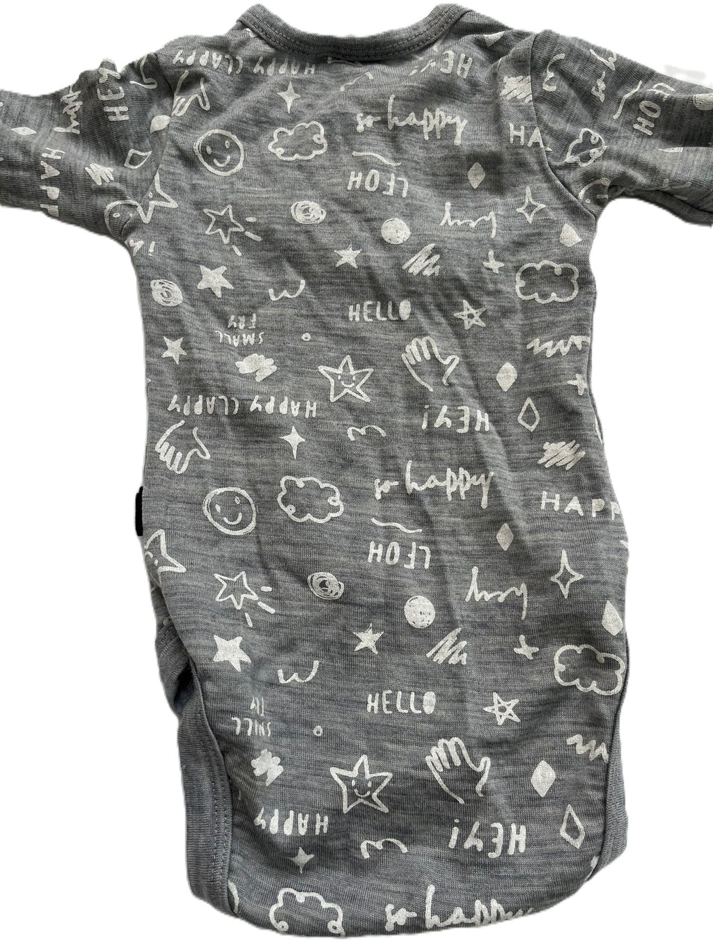 Little Flock & Horrors Merino Happy Onesie (0-3mon)