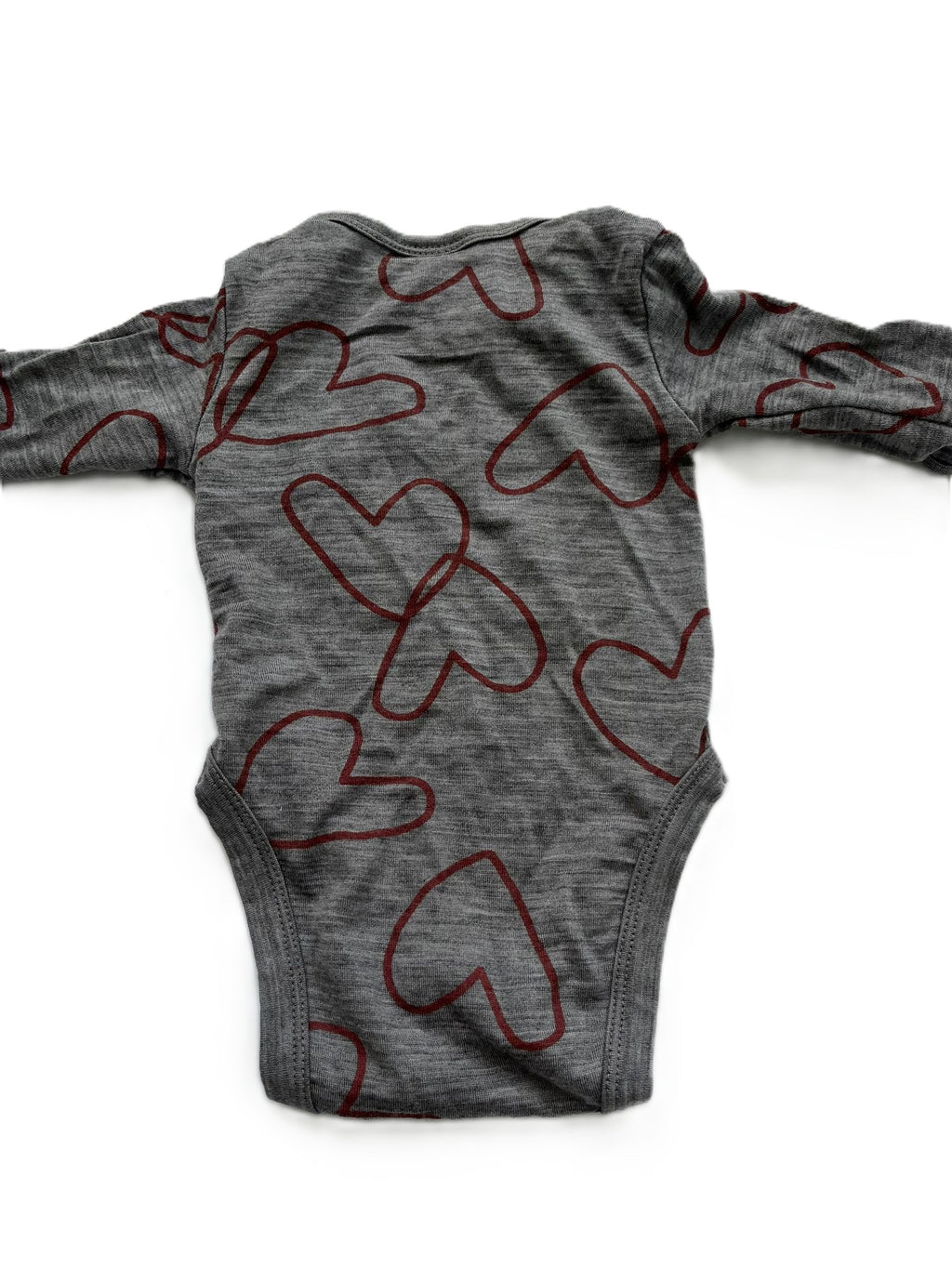 Little Flock & Horrors Merino Heart Onesie (0-3mon)