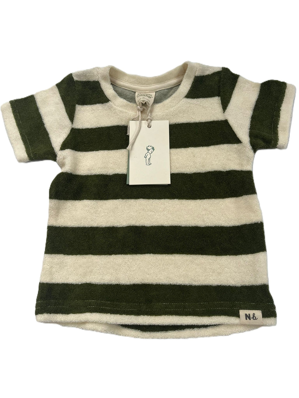 Nature Baby Green Strip Terry Cloth T-shirt (6-12 mon)