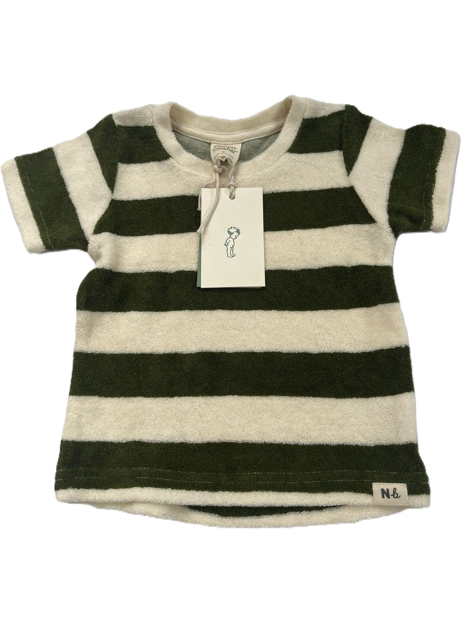 Nature Baby Green Strip Terry Cloth T-shirt (6-12 mon)