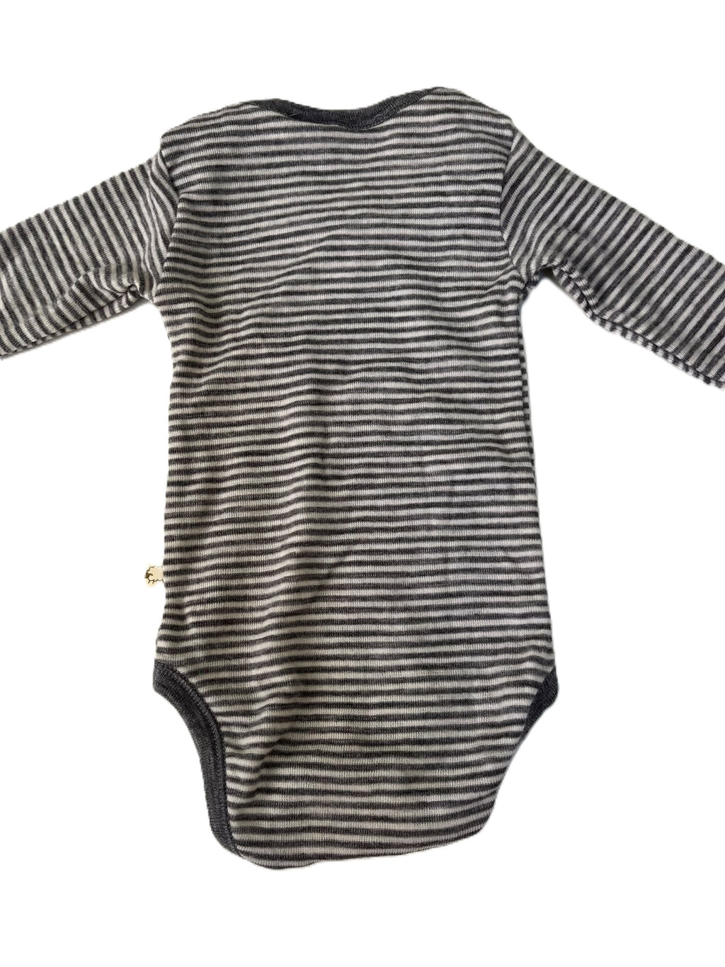 Ricochet baby Merino Grey Striped onesie (NB)