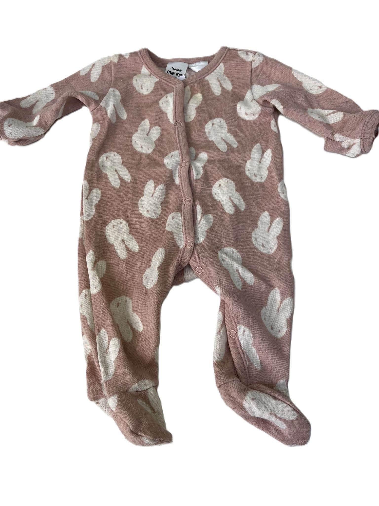 Ricochet Merino Bunny Sleepsuit (NB)