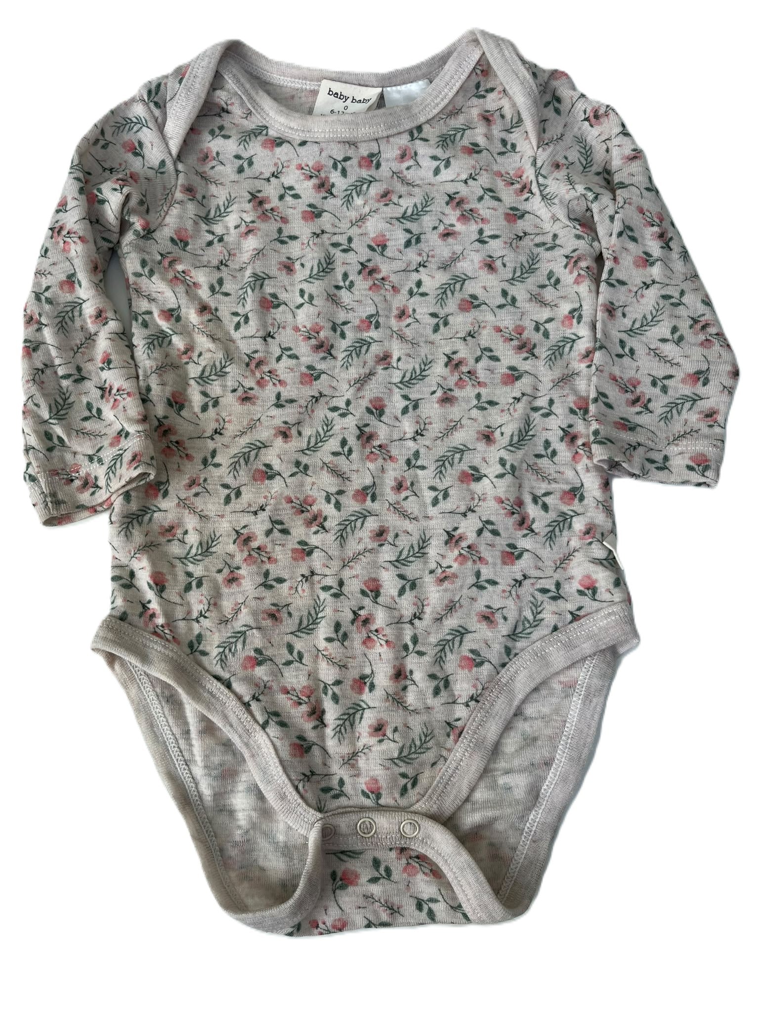 BabyBaby Merino Floral Onesie (6-12m)