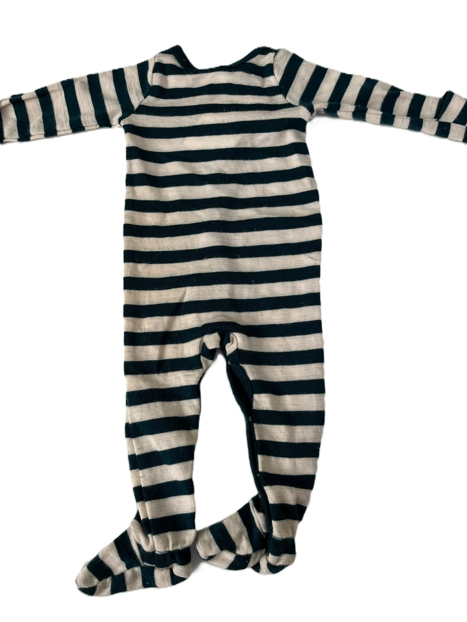 Milly&Milo Merino Green Striped Sleepsuit (0-3m)