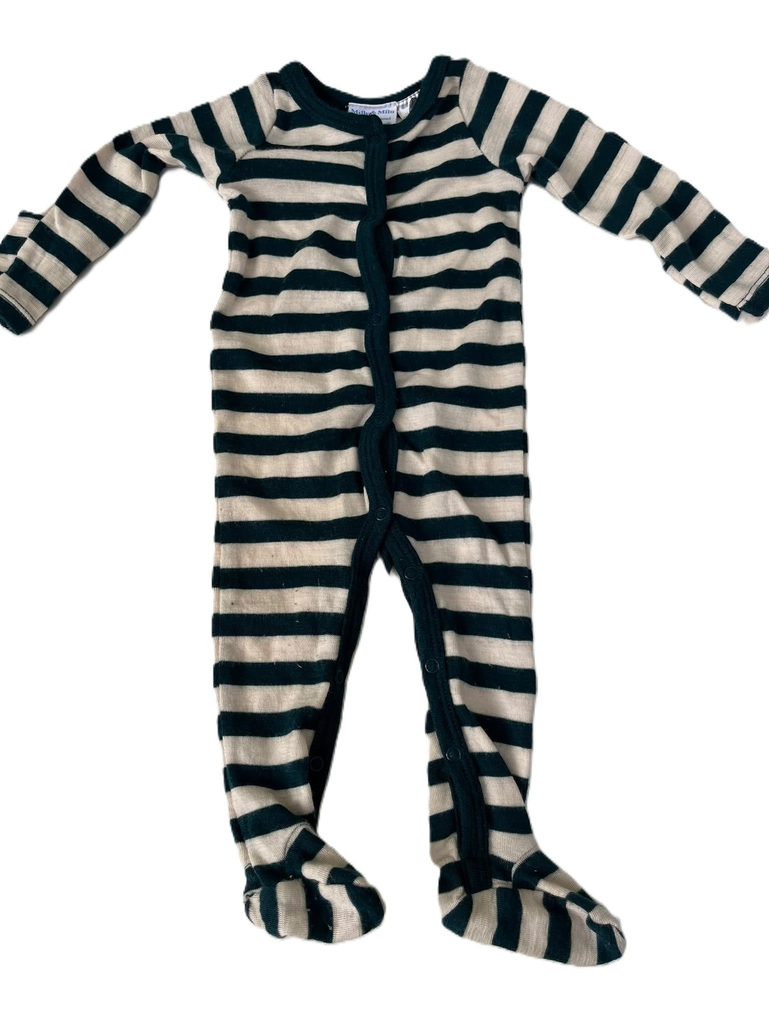 Milly&Milo Merino Green Striped Sleepsuit (0-3m)