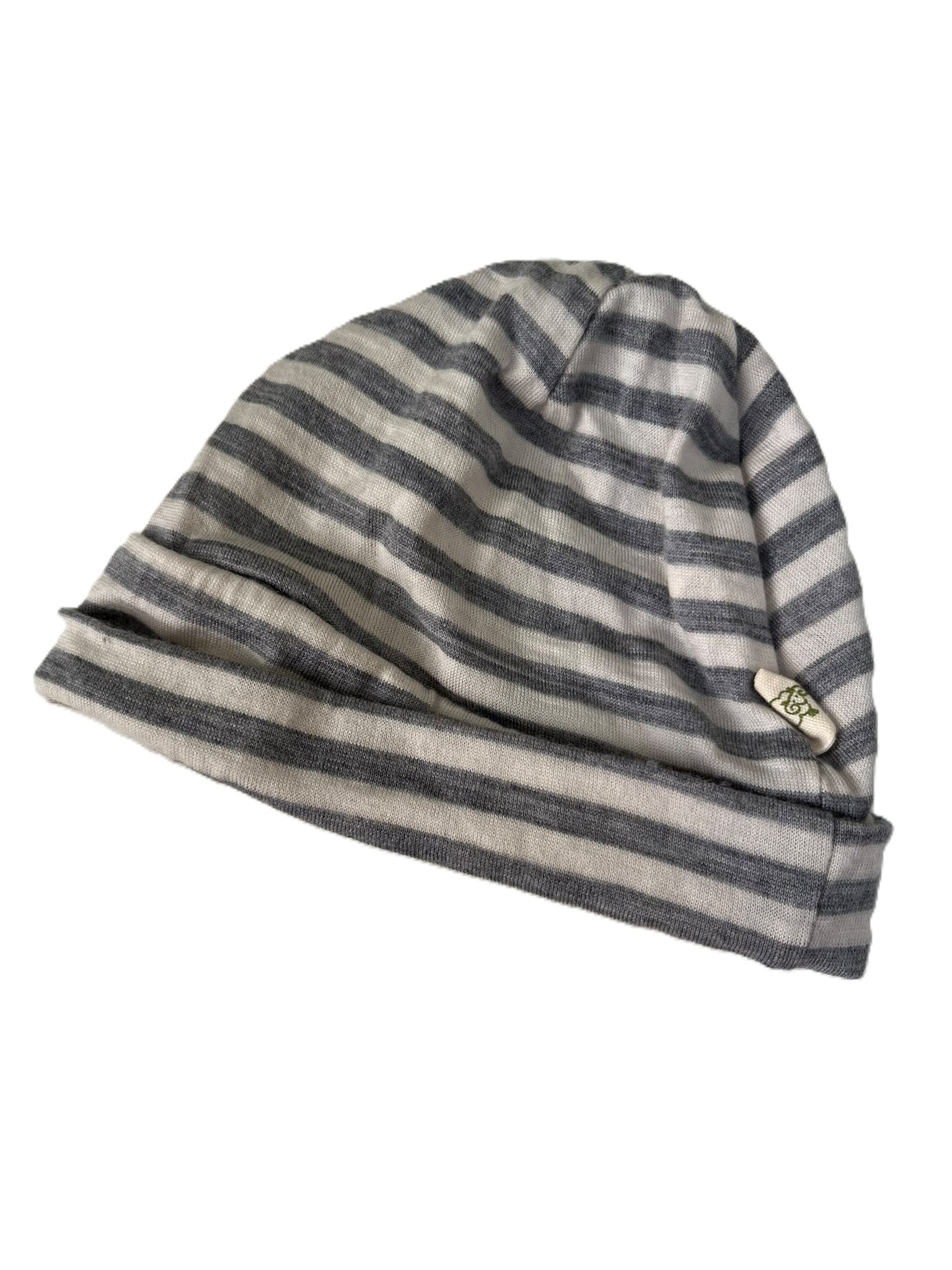 Merino Grey Striped Beanie (NB)