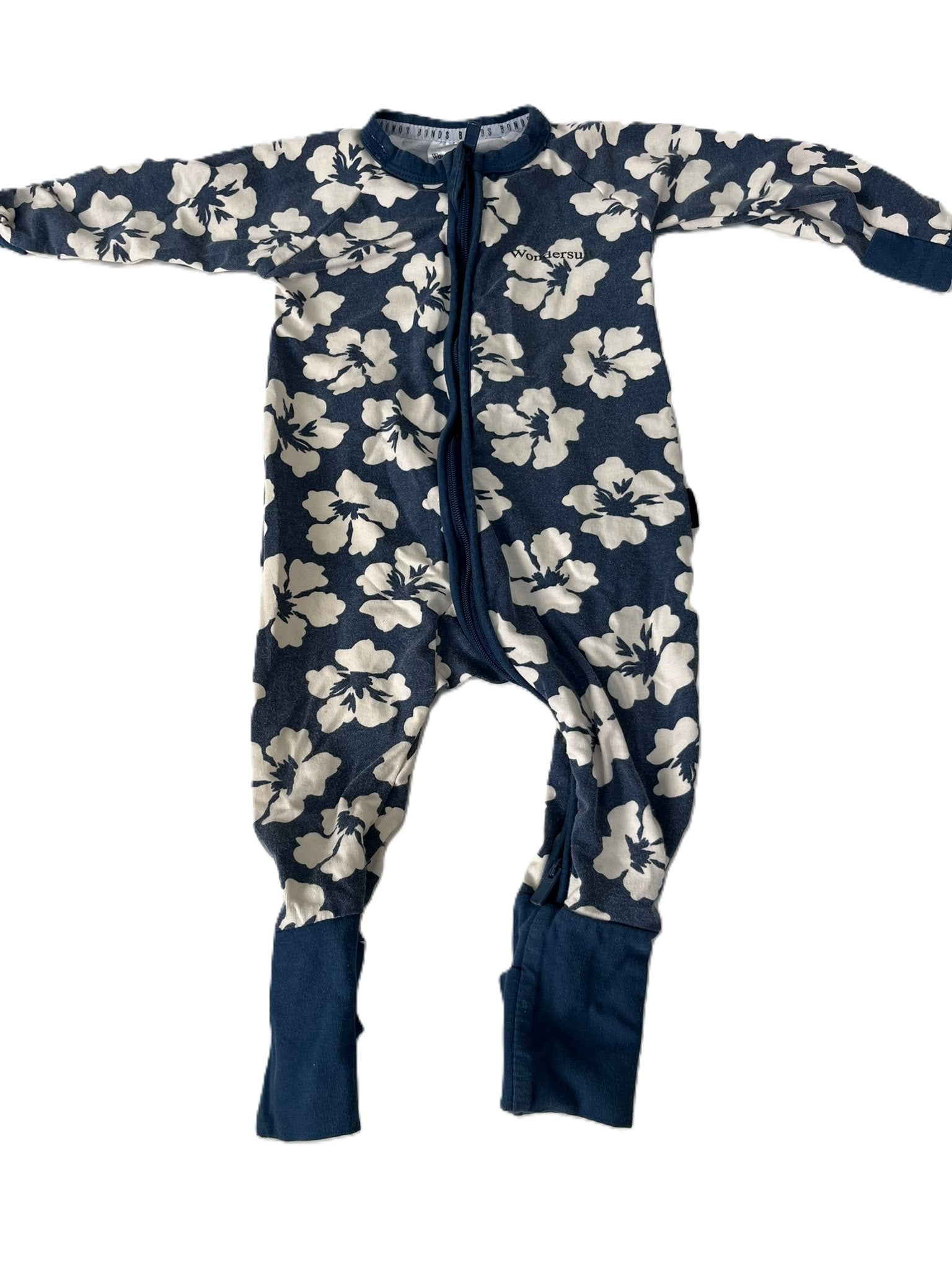 BONDS Navy Floral Wondersuit (3-6m)