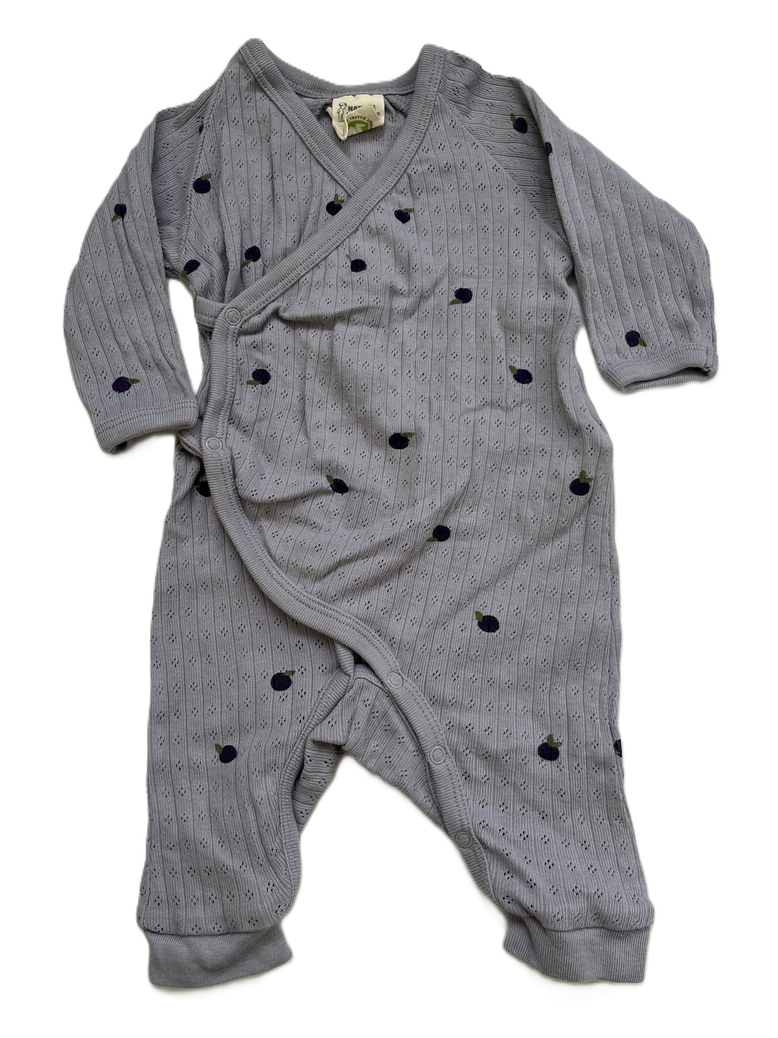 Nature Baby Plum Pointelle Kimono Stretch and Grow (0-3m)