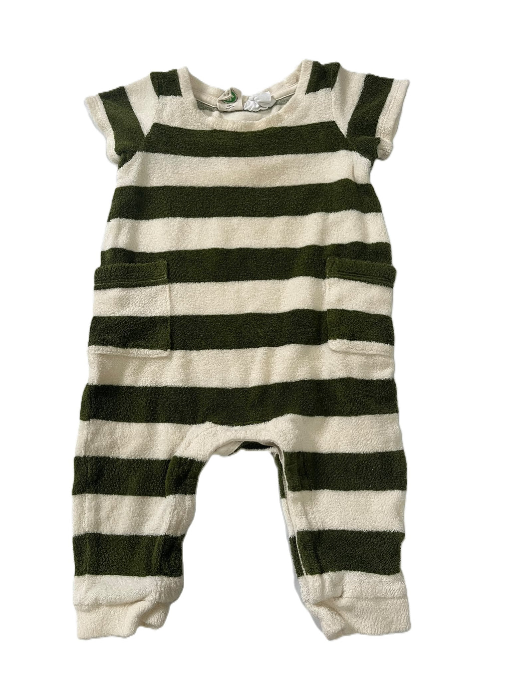 Nature Baby Green Striped Terry Romper (3-6m)