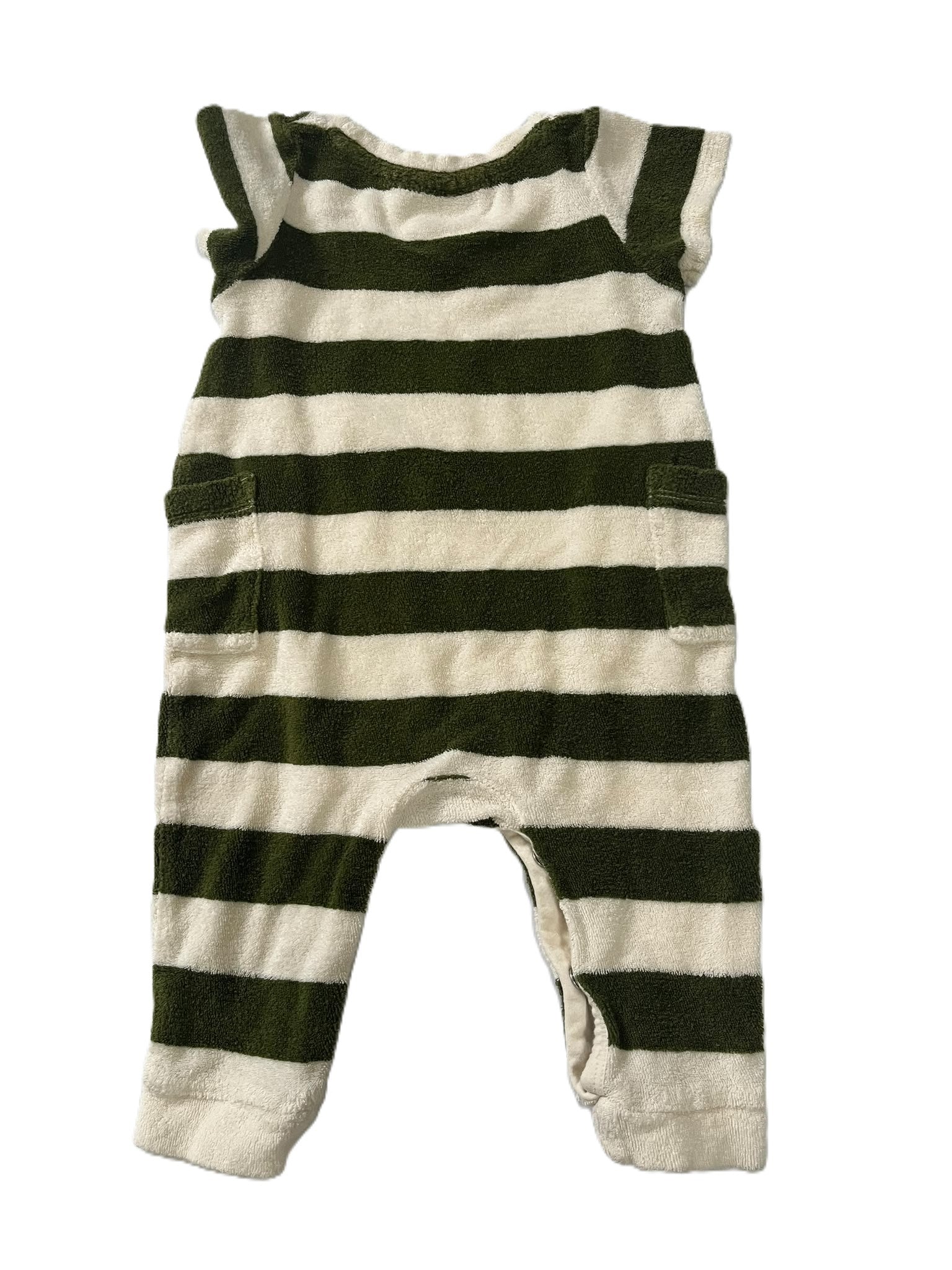 Nature Baby Green Striped Terry Romper (3-6m)