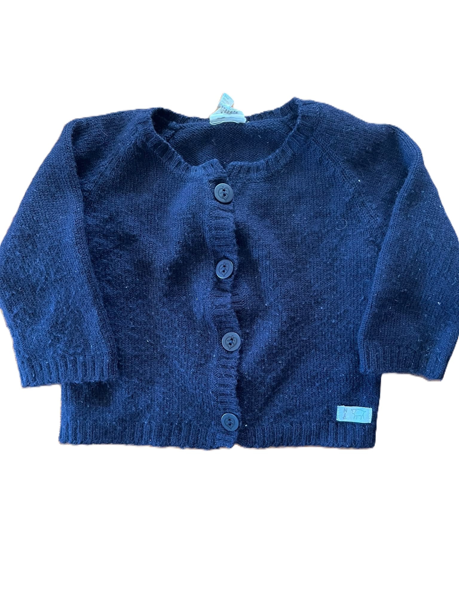 Nature Baby Navy Merino Cardigan (3-6m)