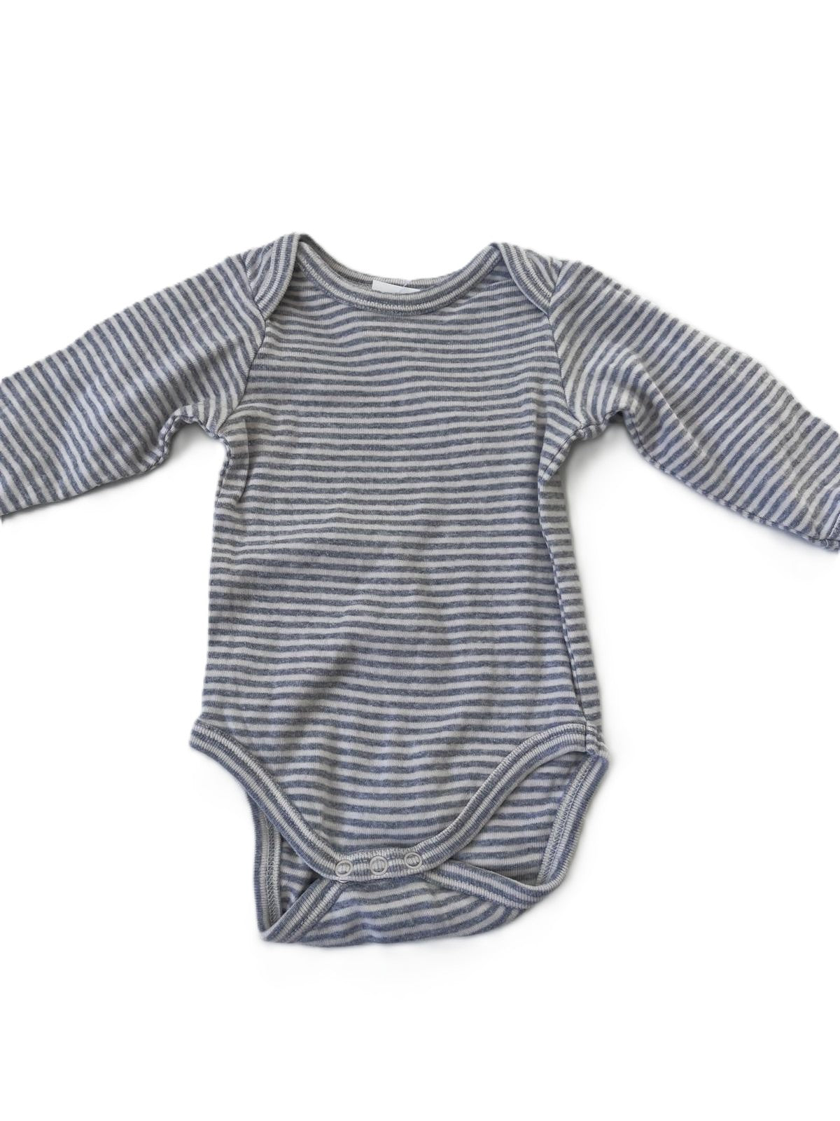 Nature Baby Grey Striped Onesie (0-3m)