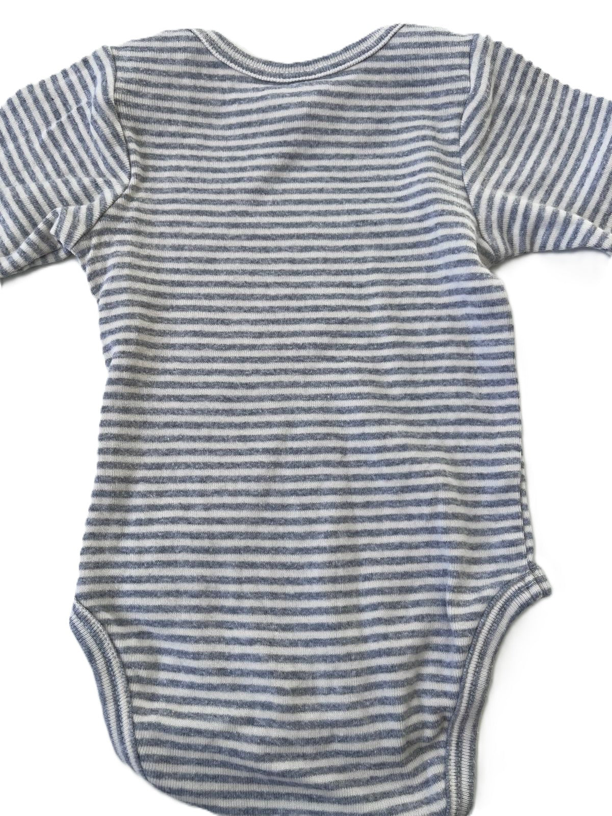 Nature Baby Grey Striped Onesie (0-3m)