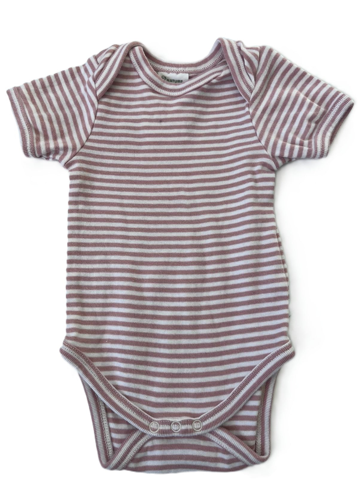 Nature Baby Pink Striped Onesie (0-3m)